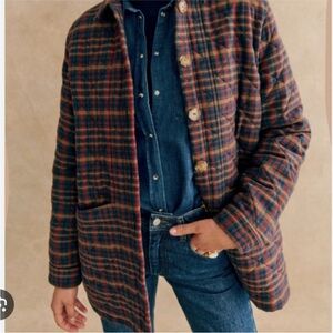 Sezane Will Jacket Ivan Burgundy Tartan - Size M